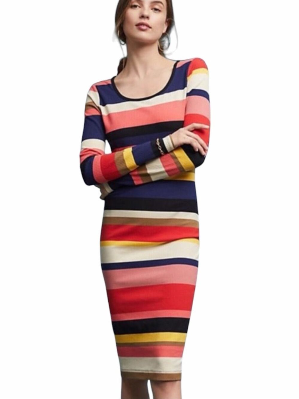 PLENTY BY TRACY REESE Vivid Stripe Column Dress Multicolor Large